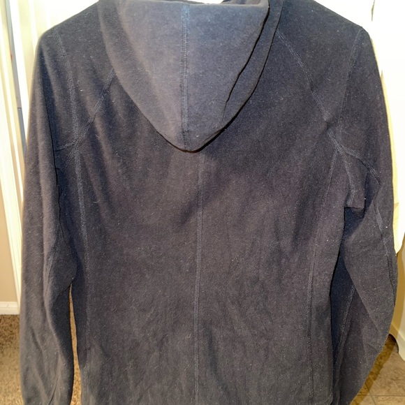 North Face Black Fleece Zip Up Hooded Jacket w/ Thumbholes size Large - Picture 4 of 4